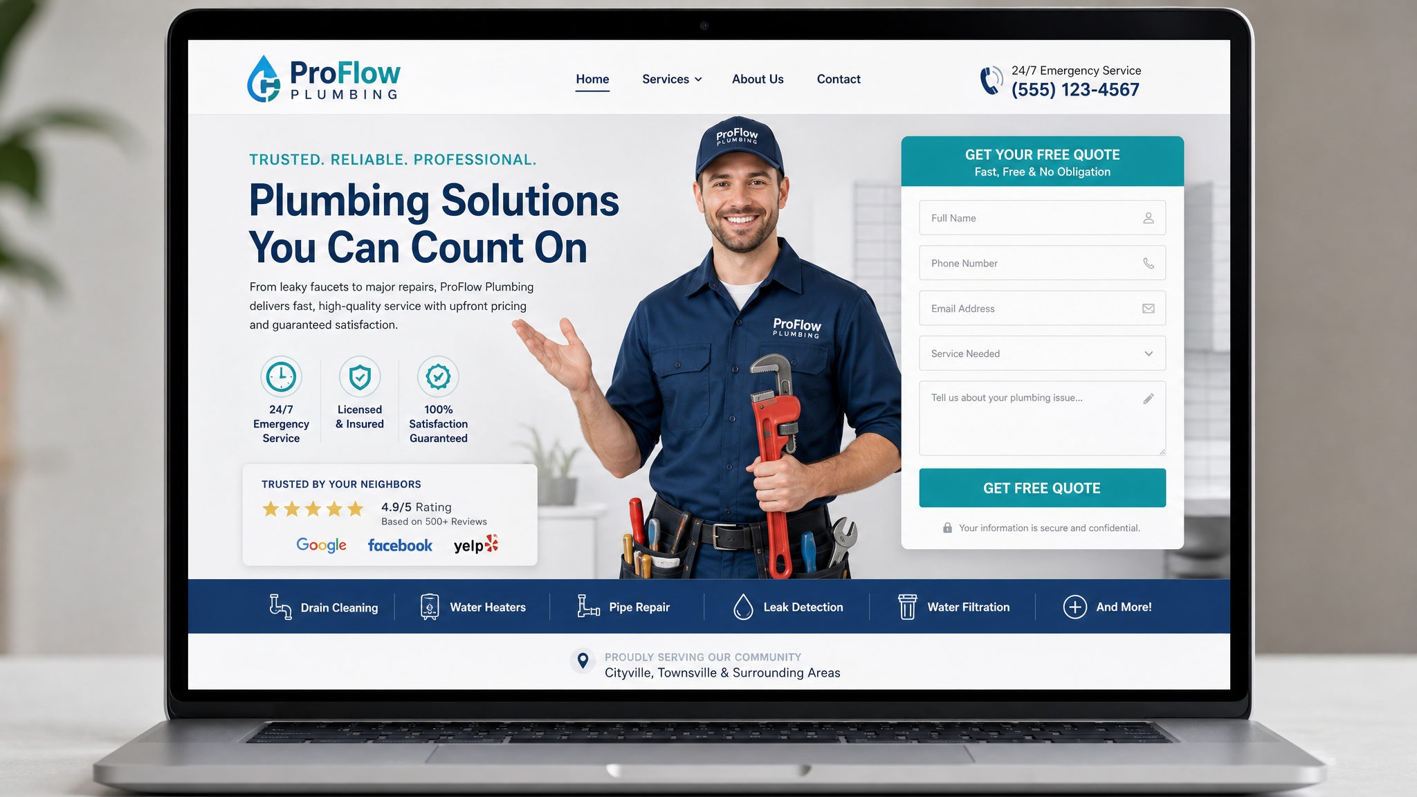 ProFlow Plumbing — Trades & Services website built by OrbiLaunch